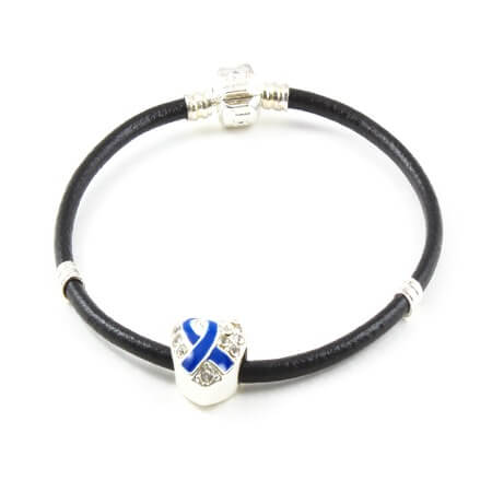 Blue heart on leather bracelet450x450